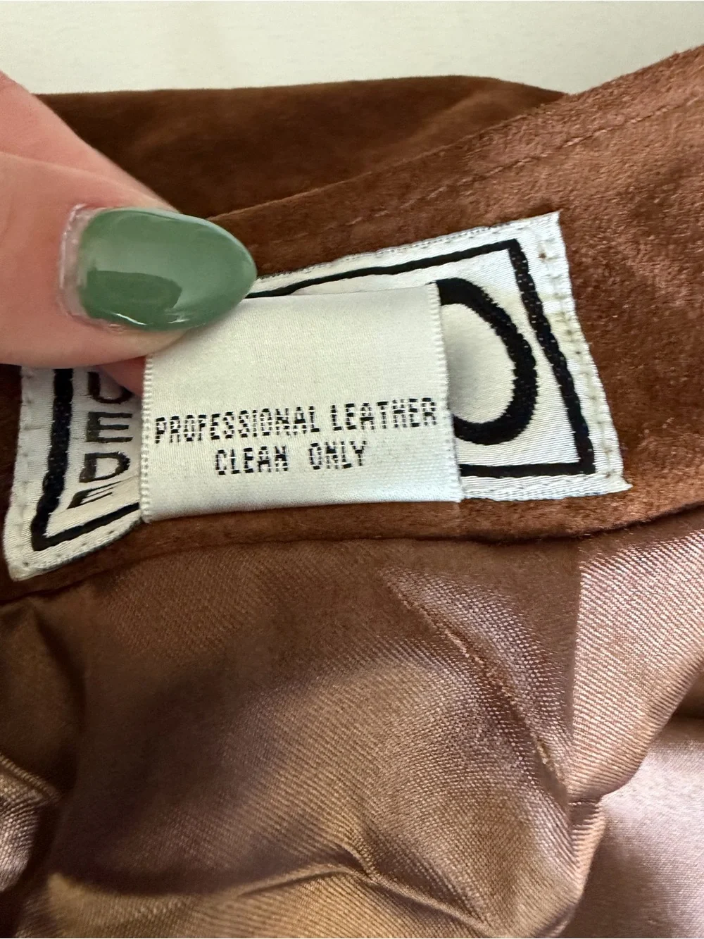Vintage Clio 100% Leather Suede Western Camel Brown A-Line Midi Skirt - Picture 12 of 14